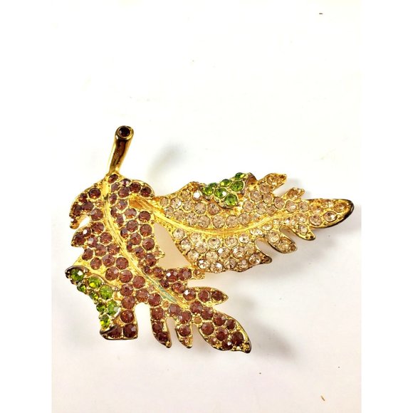 Vintage Kenneth Jay Lane Leaf Leaves BROOCH 3" Statement Piece Pin - Picture 2 of 7